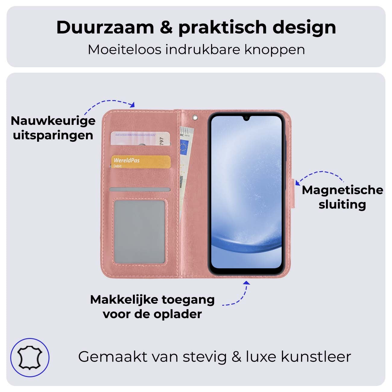 Samsung A25 Hoesje Book Case Kunstleer - Rosðð goud