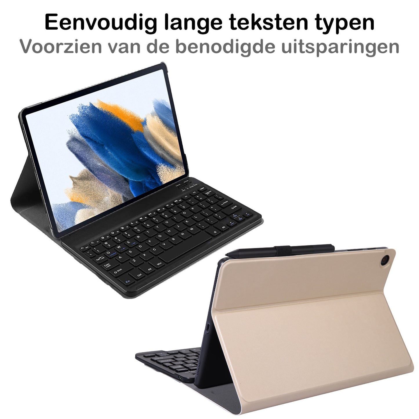 Samsung Galaxy Tab A8 Hoesje Toetsenbord Case Kunstleer - Goud