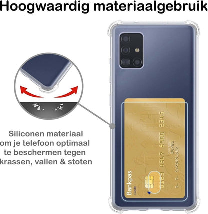 Samsung A71 Hoesje Kaarthouder Backcover Shockproof - Transparant