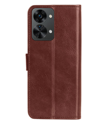 OnePlus Nord 2T Hoesje Bookcase Cover met Kaarthouder - Bruin