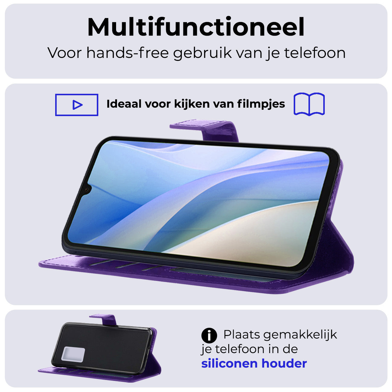 Samsung A15 Hoesje Book Case Kunstleer - Paars