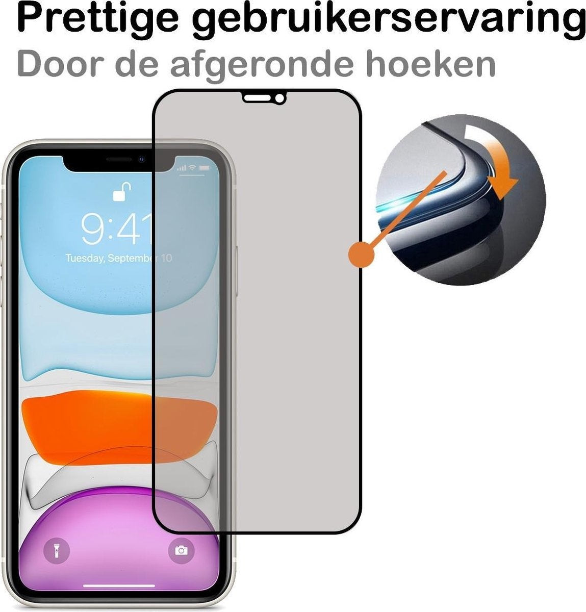 Screenprotector Geschikt voor iPhone X Screenprotector Privacy Tempered Glass