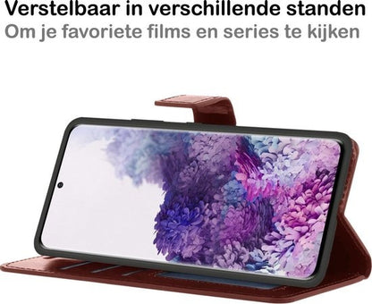 Samsung S20 Plus Hoesje Bookcase Cover met Kaarthouder - Bruin