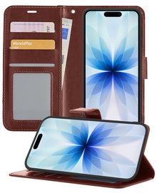 iPhone 17 Hoesje Bookcase Cover met Kaarthouder - Bruin