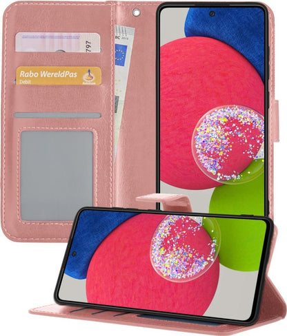 Samsung A52s Hoesje Bookcase Cover met Kaarthouder - Rosé goud