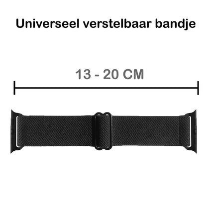 Horloge Bandje Geschikt Voor Apple Watch 1-8 / SE - 42/44/45 mm Bandje Stof - Zwart