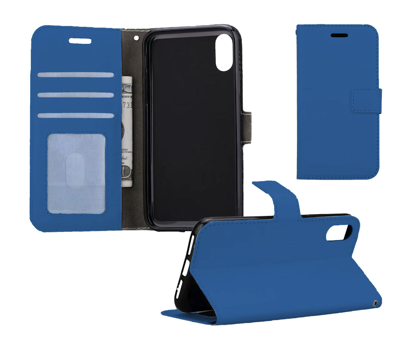 iPhone X Hoesje Book Case Kunstleer - Donkerblauw