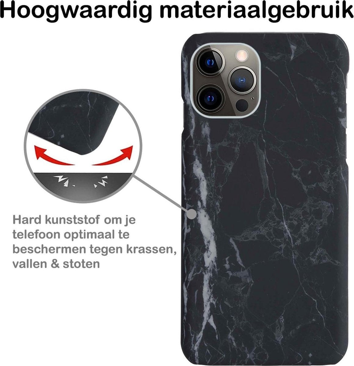 iPhone 11 Pro Max Hoesje Marmer - Zwart