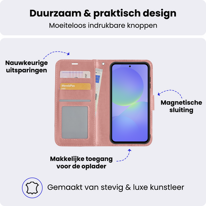 Samsung A36 Hoesje Bookcase Cover met Kaarthouder - Rosé goud