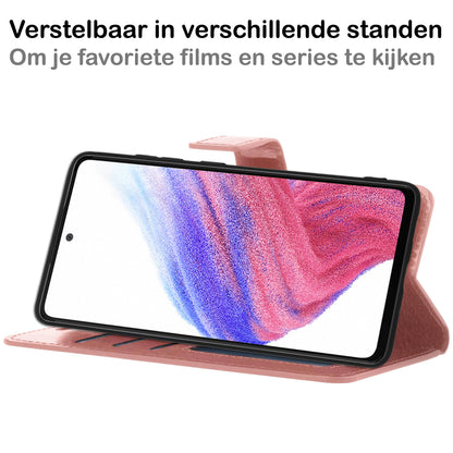 Samsung A53 Hoesje Bookcase Cover met Kaarthouder - Rosé goud