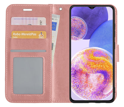Samsung A23 Hoesje Bookcase Cover met Kaarthouder - Rosé goud