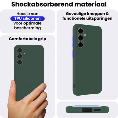Samsung S25 FE Hoesje Siliconen Backcover Lichtgewicht - Donkergroen