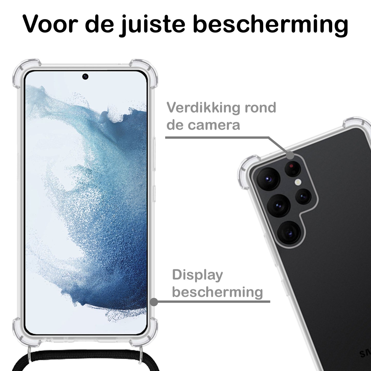 Samsung S21 Ultra Hoesje met Koord Siliconen - Transparant