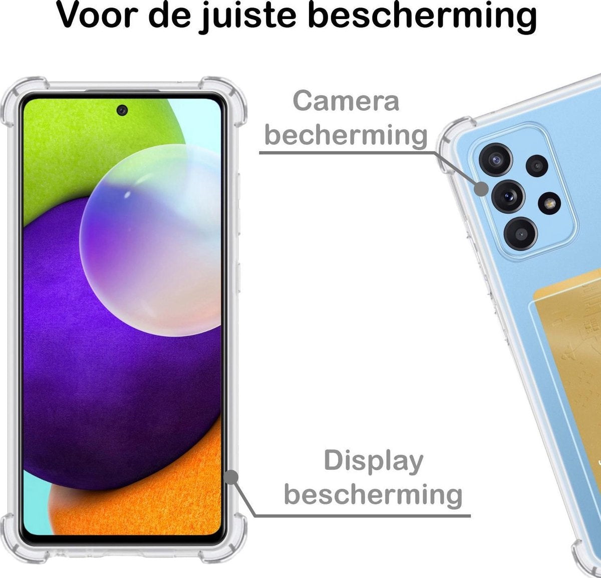 Samsung A52 Hoesje met Pasjeshouder Siliconen - Transparant