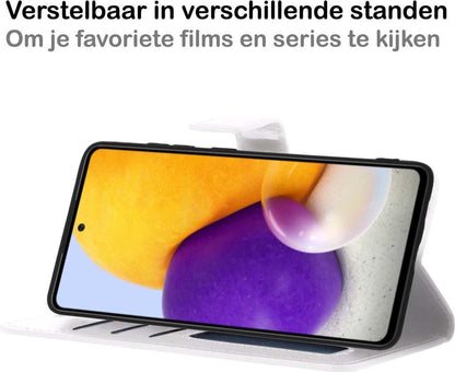 Samsung A72 5G Hoesje Bookcase Cover met Kaarthouder - Wit