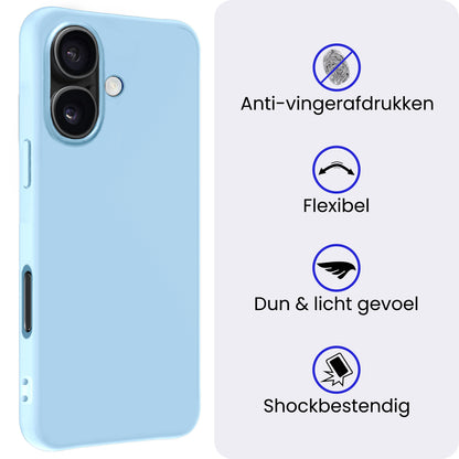 iPhone 17 Hoesje Siliconen Backcover Lichtgewicht - Lichtblauw