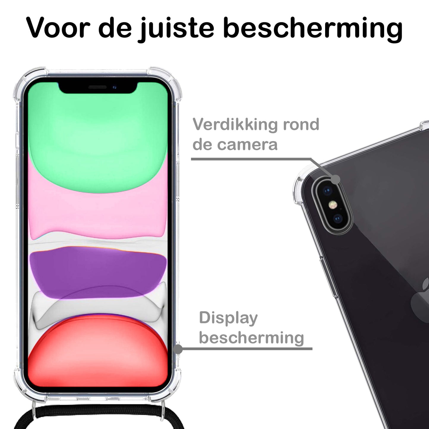 iPhone X Hoesje met Koord Siliconen - Transparant