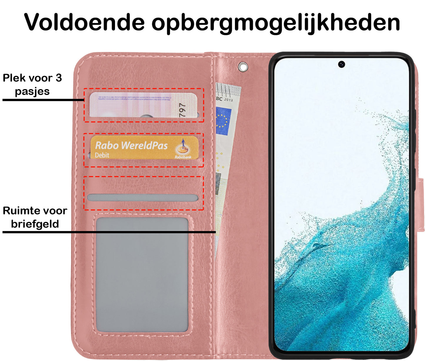 Samsung S22 Ultra Hoesje Book Case Kunstleer - Rosðð goud