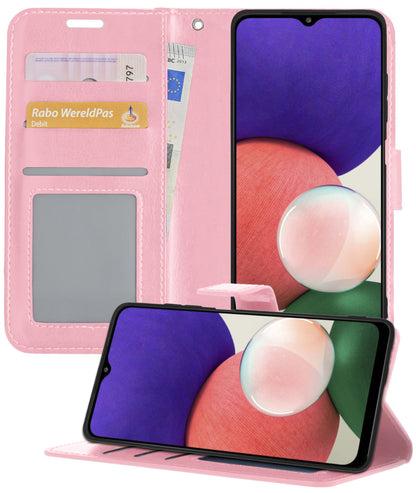 Samsung M22 Hoesje Bookcase Cover met Kaarthouder - Lichtroze