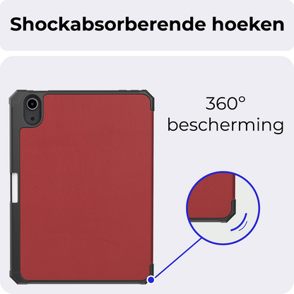 iPad Mini 7 Trifold Bookcase Hoes met Penhouder voor Apple Pen - Donkerrood