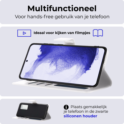 Samsung S22 Hoesje Bookcase Cover Uitneembaar - Wit
