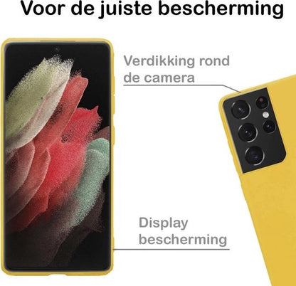 Samsung S21 Ultra Hoesje Siliconen Backcover Lichtgewicht - Geel
