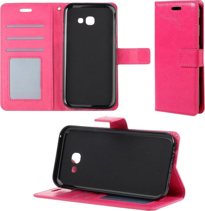 Samsung Galaxy A5 2017 Hoesje Bookcase Cover met Kaarthouder - Donkerroze