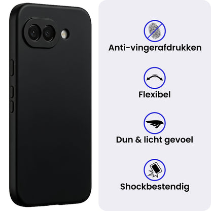 Google Pixel 10a Hoesje Siliconen Backcover Lichtgewicht - Zwart