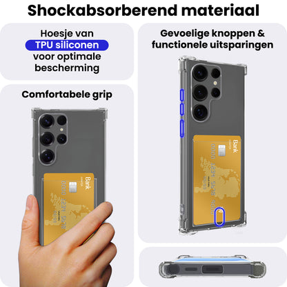 Samsung S25 Ultra Hoesje Kaarthouder Backcover Shockproof - Transparant