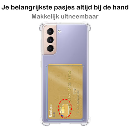 Samsung S21 FE Hoesje Kaarthouder Backcover Shockproof - Transparant