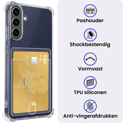 Samsung A37 Hoesje Kaarthouder Backcover Shockproof - Transparant