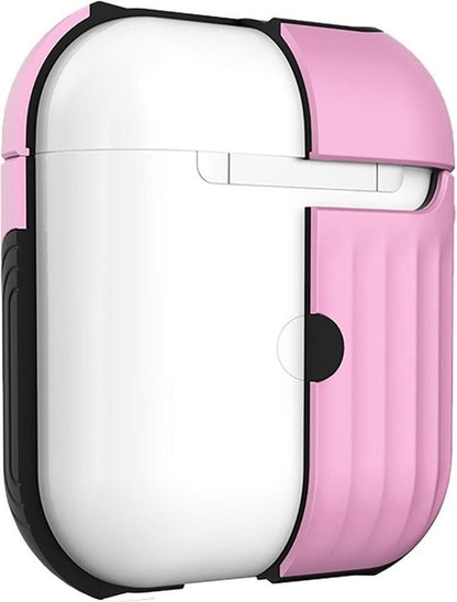 AirPods 1 Hoesje Hard Cover met Ribbels - Lichtroze