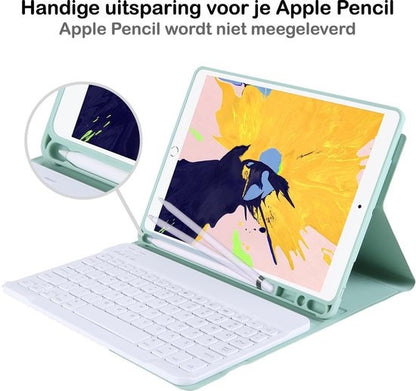 iPad 10.2 2019/2020 Toetsenbord Hoes met Uitneembaar toetsenbord - Mint Groen