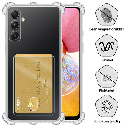 Samsung A14 Hoesje Kaarthouder Backcover Shockproof - Transparant