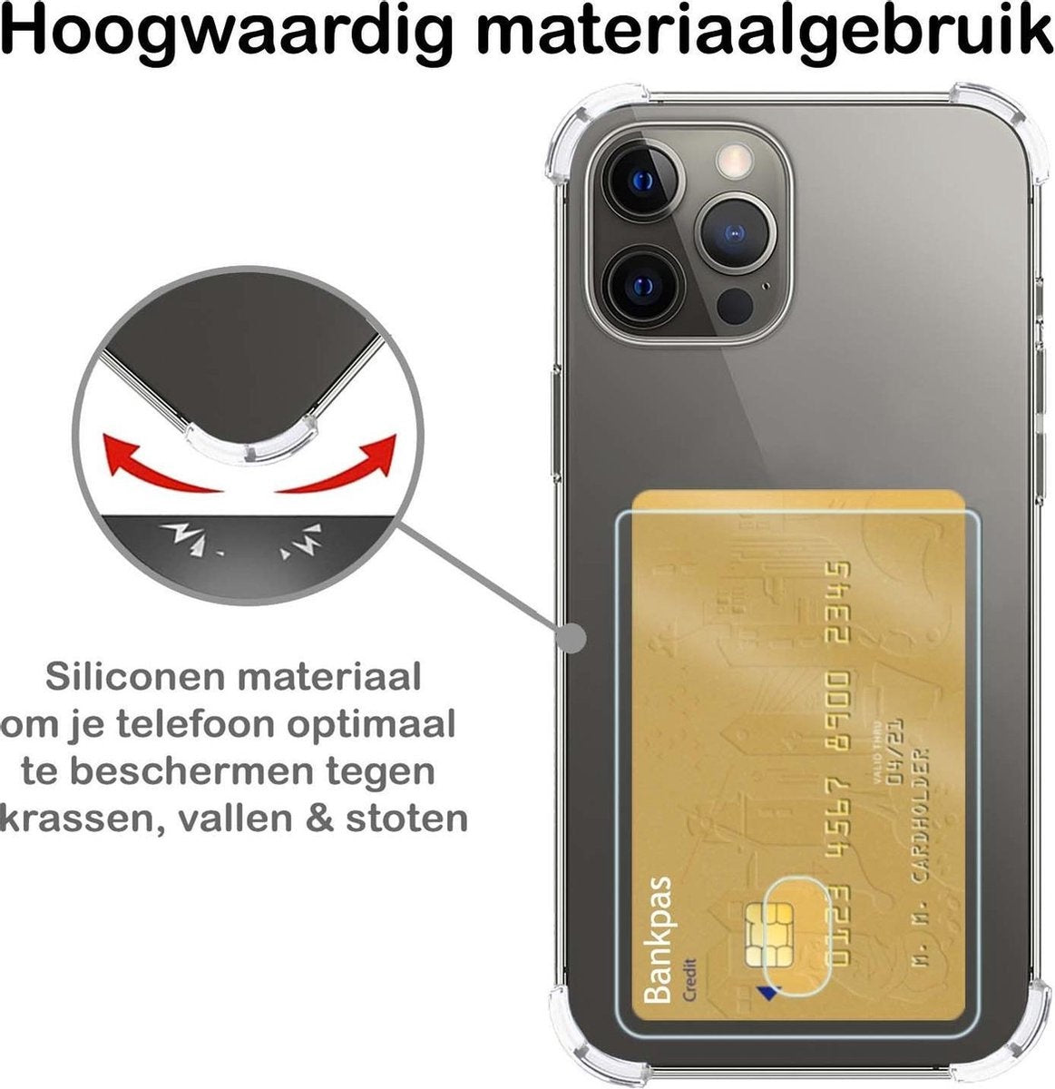 iPhone 11 Pro Max Hoesje met Pasjeshouder Siliconen - Transparant