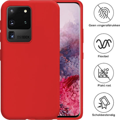 Samsung S20 Ultra Hoesje Siliconen Backcover Lichtgewicht - Rood