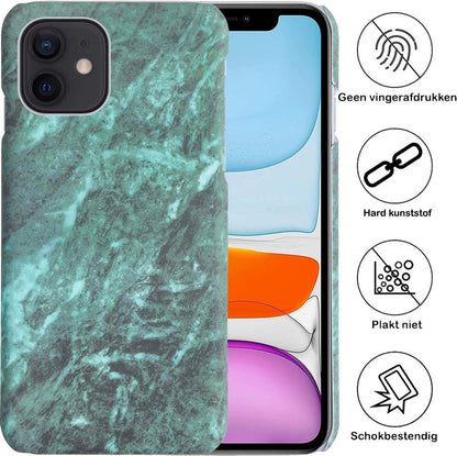 iPhone 11 Hoesje Marmer Hard Case Cover - Groen