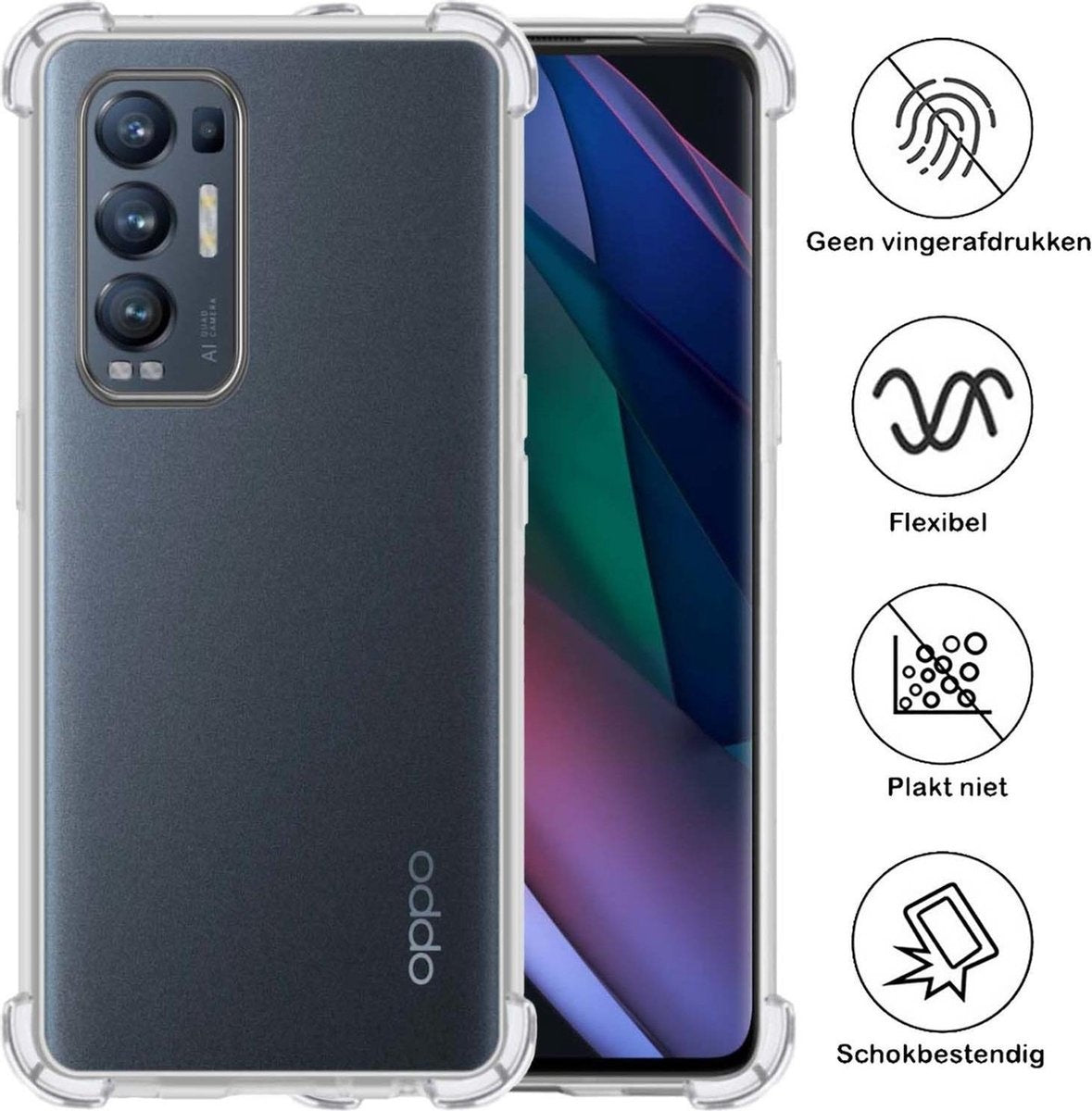 OPPO Find X3 Neo Hoesje Shock Proof Siliconen - Transparant