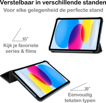 iPad 2022 / 2025 (A16 ) Trifold Bookcase Hoes - Zwart