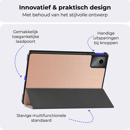 Lenovo Tab M11 Trifold Bookcase Hoes - Rosé goud