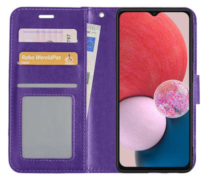 Samsung A13 4G Hoesje Bookcase Cover met Kaarthouder - Paars