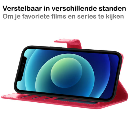 iPhone 12 Pro Max Hoesje Bookcase Cover Uitneembaar - Donkerroze