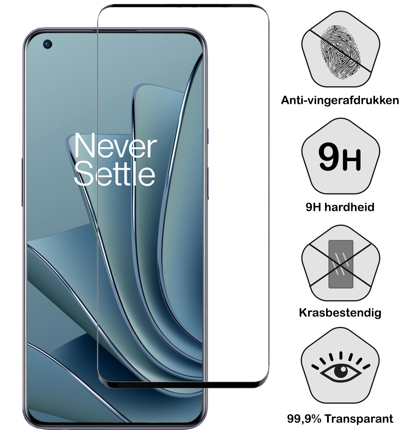 OnePlus 10 Pro Screenprotector Full Cover Tempered Glass