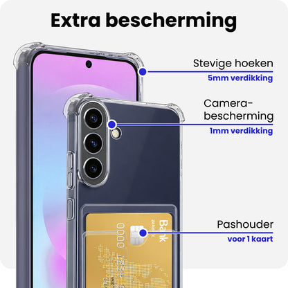 Samsung A37 Hoesje Kaarthouder Backcover Shockproof - Transparant