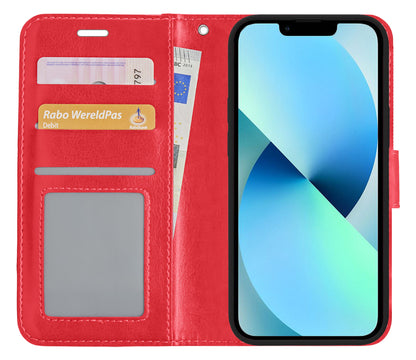 iPhone 13 Pro Max Hoesje Bookcase Cover met Kaarthouder - Rood