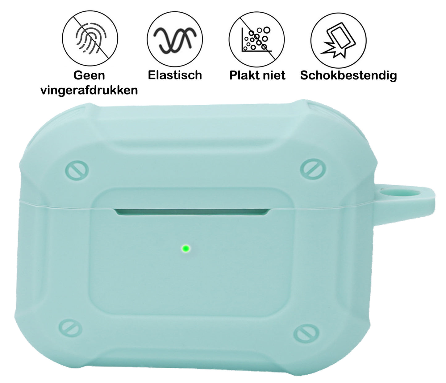 AirPods 3 Hoesje Shock Proof Case Siliconen met Clip - Mint