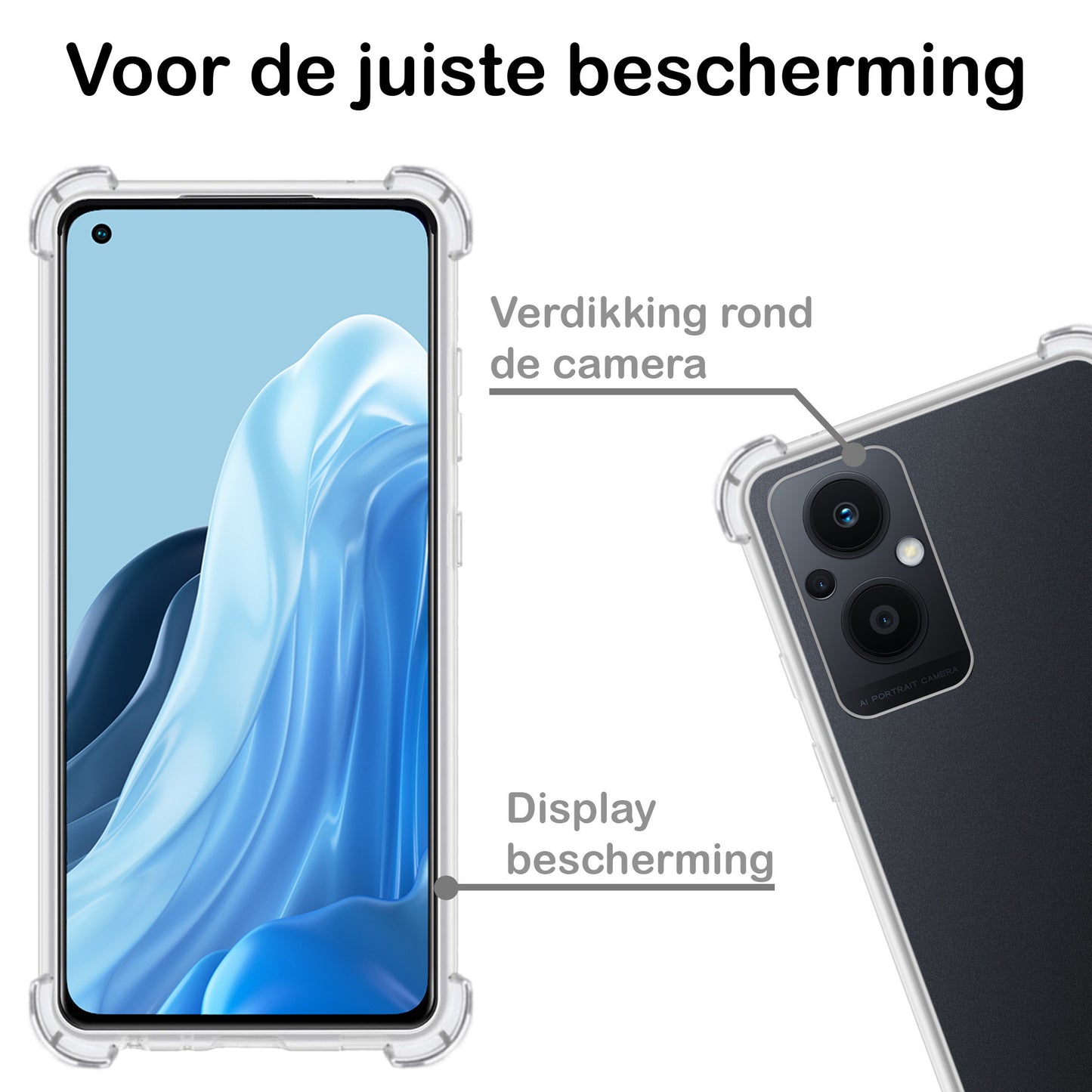 OPPO Reno 8 Lite Hoesje Shock Proof Siliconen - Transparant