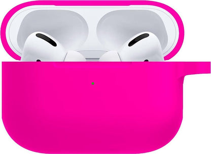 Airpods Pro Hoesje Siliconen met Clip - Donkerroze