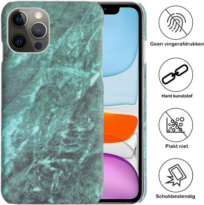 iPhone 11 Pro Hoesje Marmer Hard Case Cover - Groen
