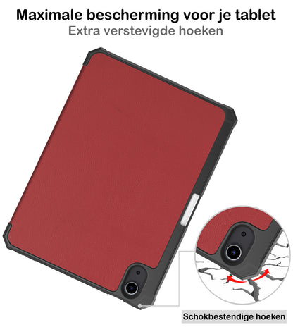 iPad Mini 6 Trifold Bookcase Hoes met Penhouder voor Apple Pen - Donkerrood